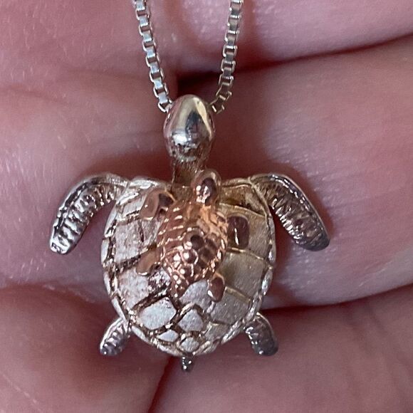 STERLING SILVER GOLD PLATED SILVER 925 WITH CHAIN TURQUOISE NECKLACE​ - Picture 8 of 13